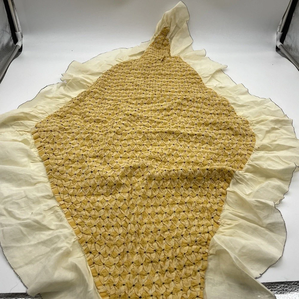 Table Runner Topper Handmade Quilted Cotton Yellow 46 X 26